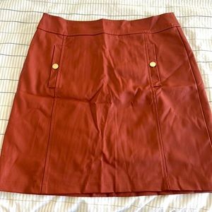 Ann Taylor Loft Tan Brown Faux Leather Skirt, Never Worn